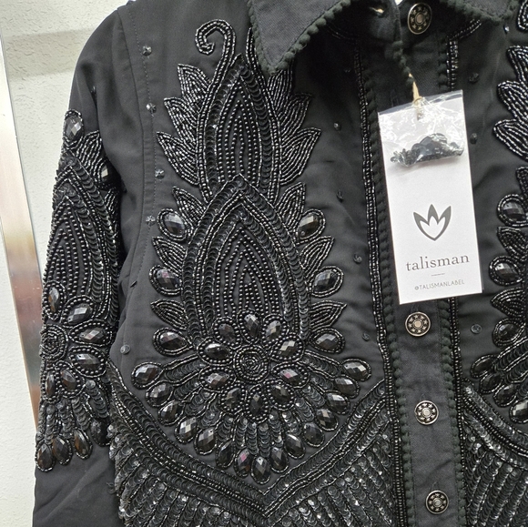 NWT Talisman Torero beaded embellished design point collar button jacket.  small - Picture 9 of 16
